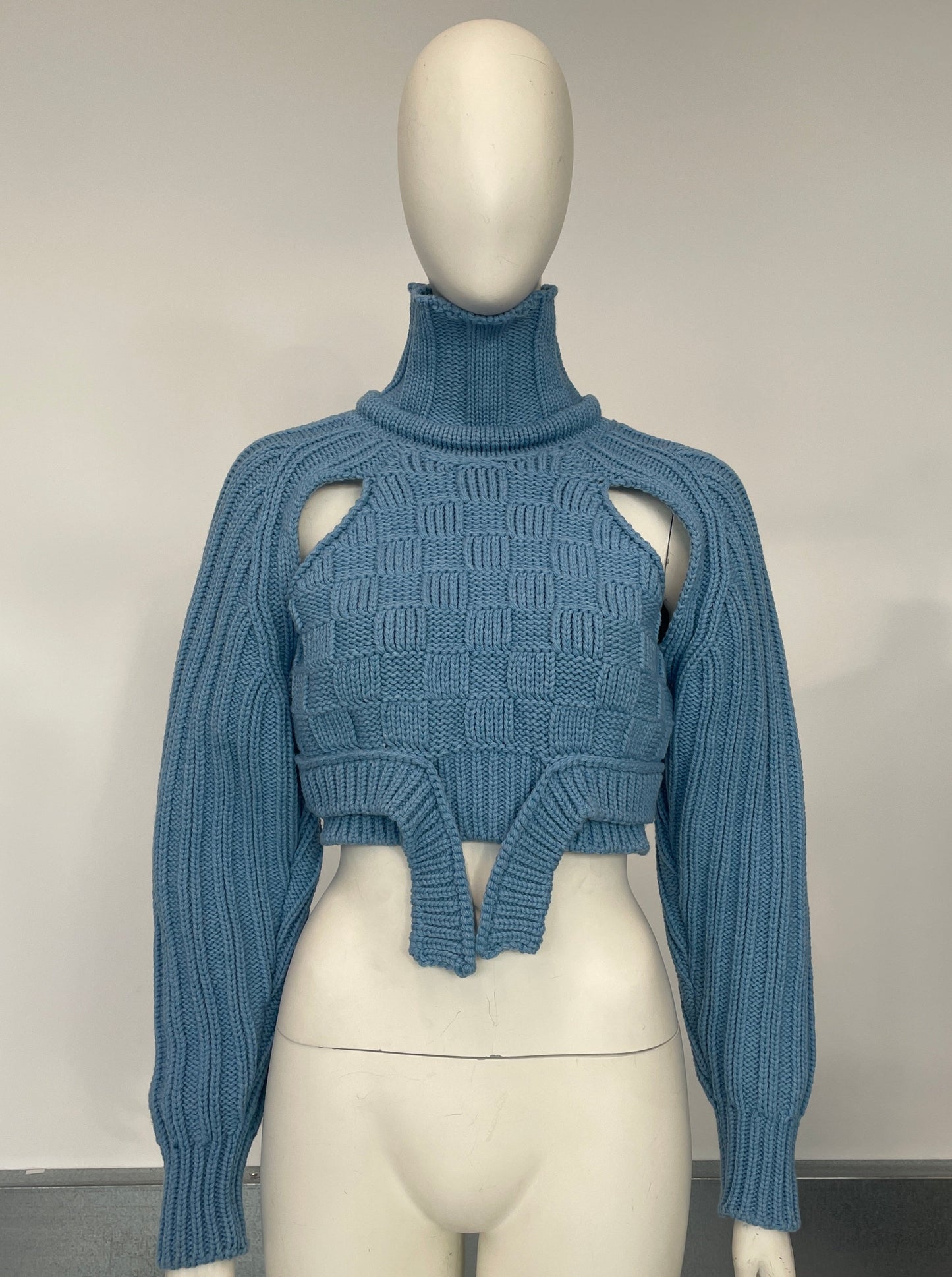 Baby Blue Cropped Open Sleeve Multi Rib-Richard Malone-APOC STORE
