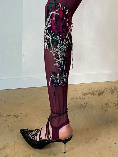 Embroidered Tulle Strap Leggings-Lou de Bètoly-APOC STORE