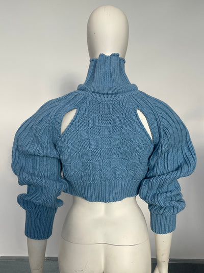 Baby Blue Cropped Open Sleeve Multi Rib-Richard Malone-APOC STORE