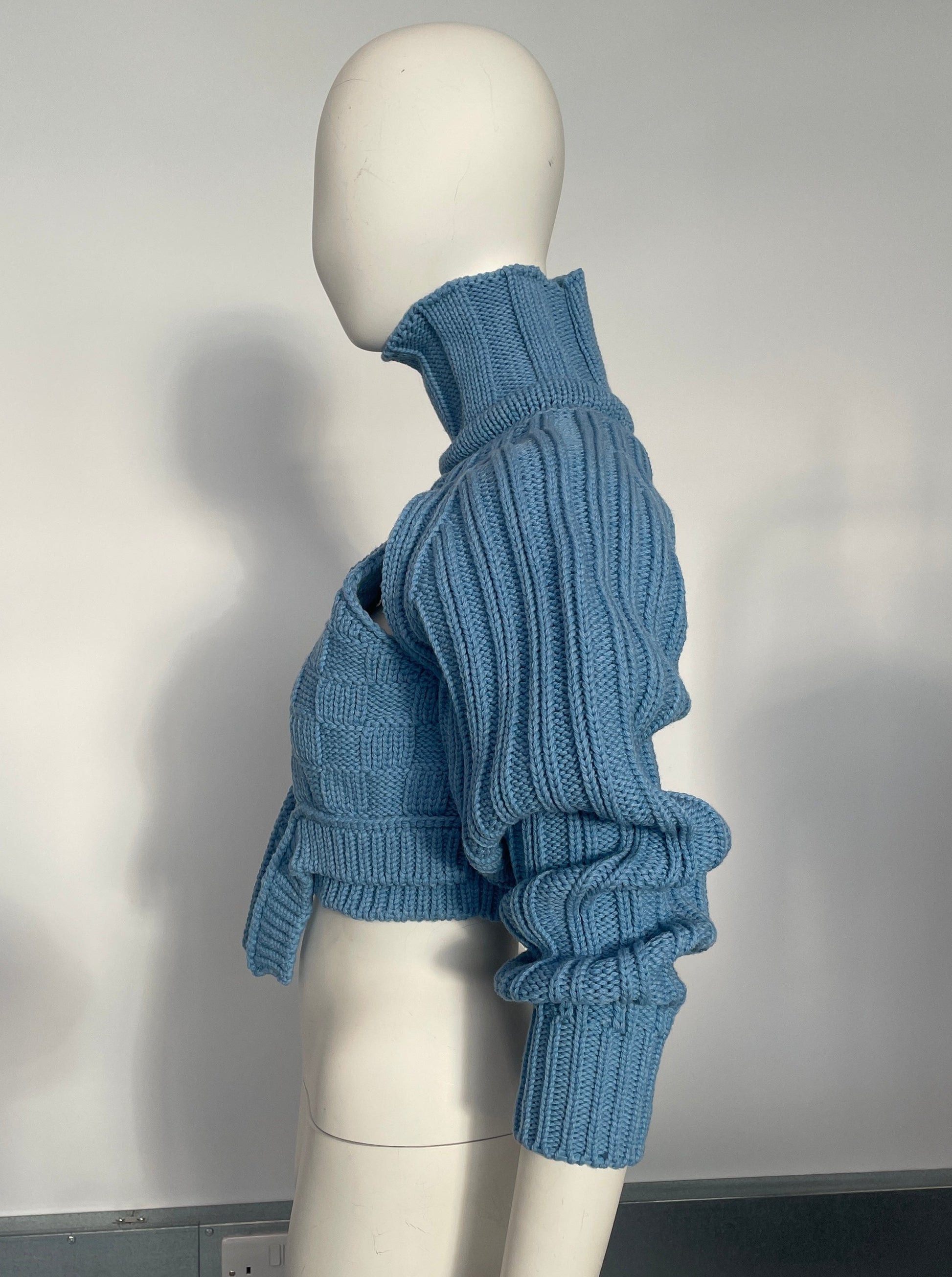 Baby Blue Cropped Open Sleeve Multi Rib-Richard Malone-APOC STORE