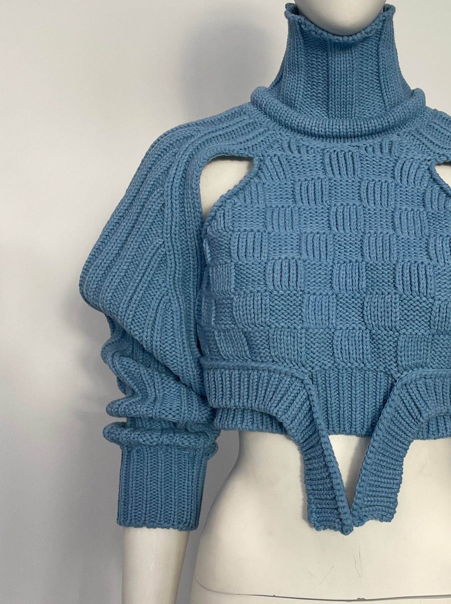 Baby Blue Cropped Open Sleeve Multi Rib-Richard Malone-APOC STORE