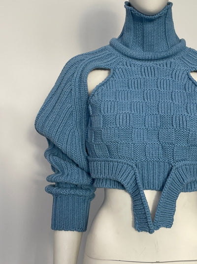 Baby Blue Cropped Open Sleeve Multi Rib-Richard Malone-APOC STORE