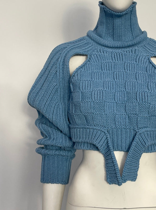 Baby Blue Cropped Open Sleeve Multi Rib-Richard Malone-APOC STORE