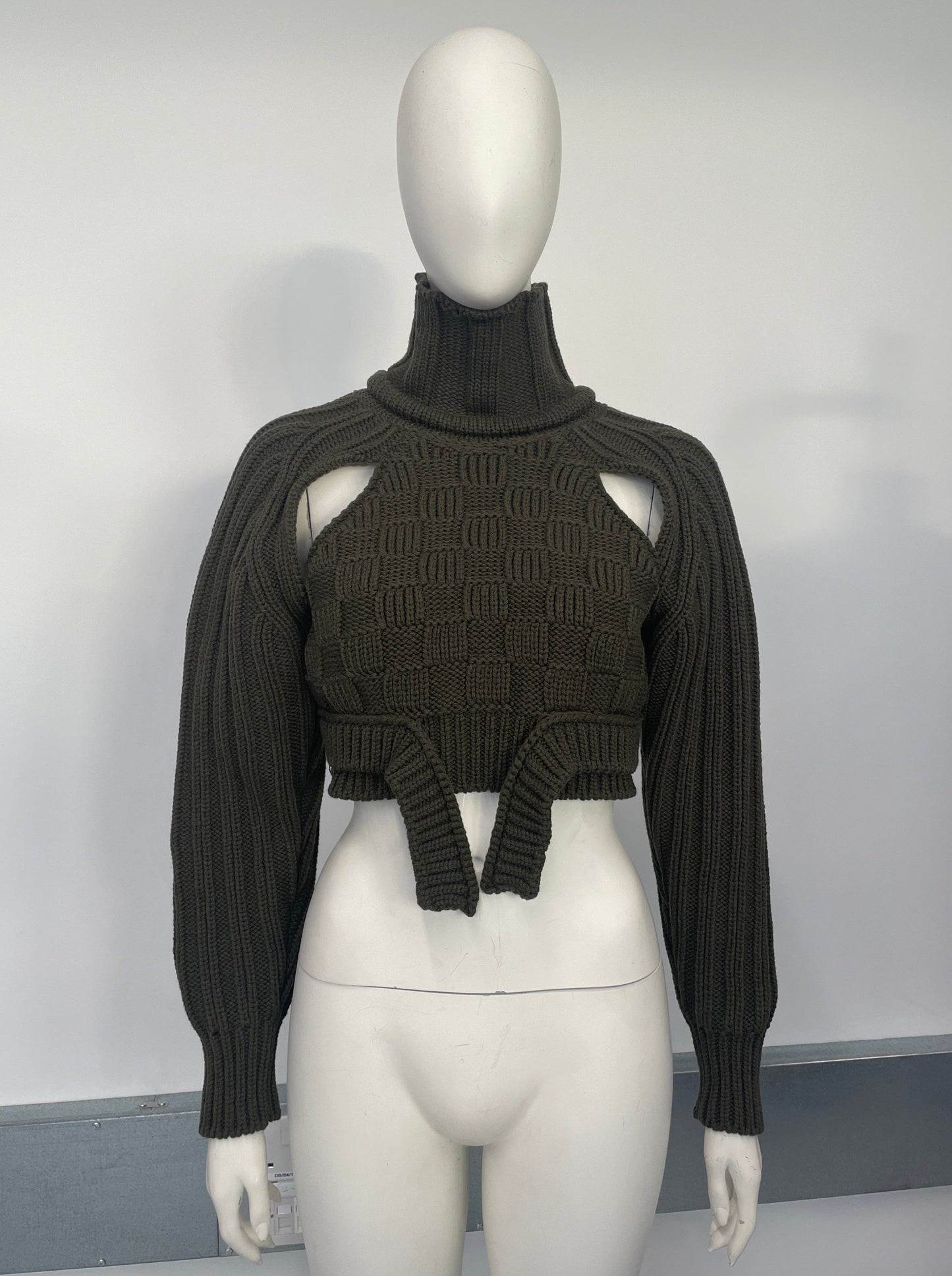 Khaki Cropped Open Sleeve Multi Rib-Richard Malone-APOC STORE