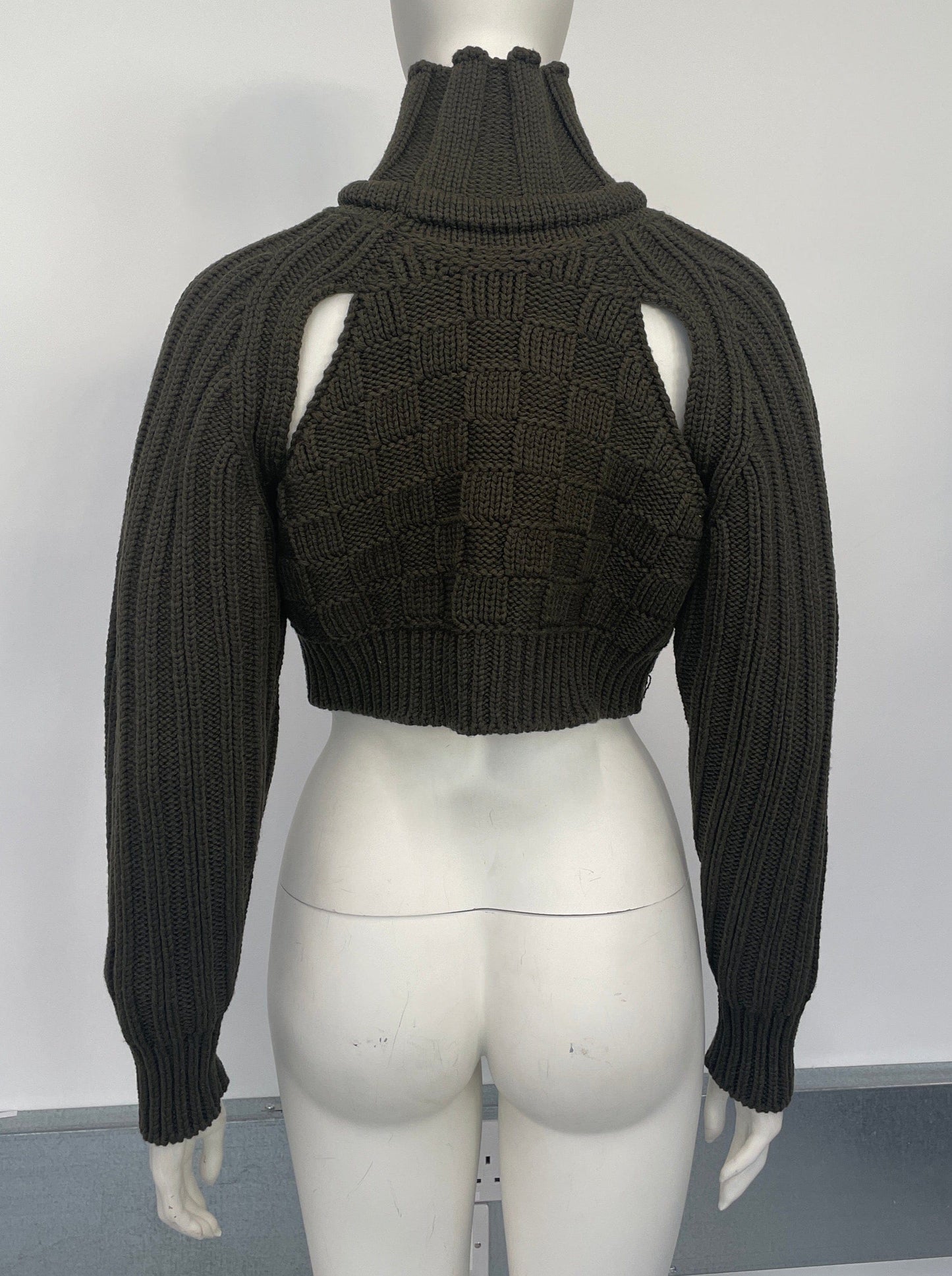 Khaki Cropped Open Sleeve Multi Rib-Richard Malone-APOC STORE