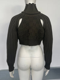 Khaki Cropped Open Sleeve Multi Rib-Richard Malone-APOC STORE