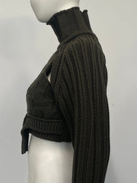 Khaki Cropped Open Sleeve Multi Rib-Richard Malone-APOC STORE