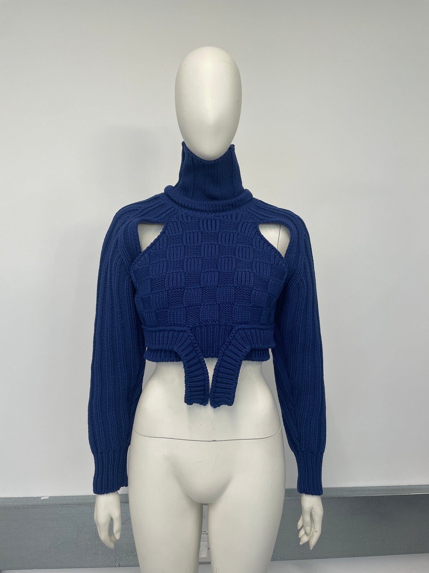 Cobalt Blue Cropped Open Sleeve Multi Rib-Richard Malone-APOC STORE