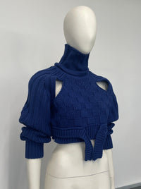 Cobalt Blue Cropped Open Sleeve Multi Rib-Richard Malone-APOC STORE