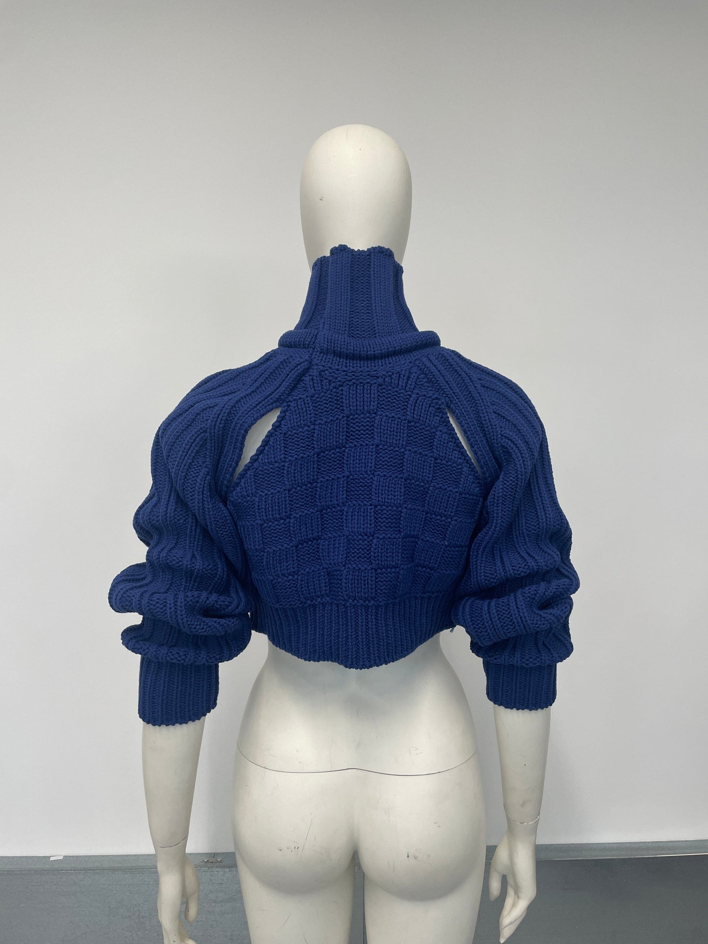 Cobalt Blue Cropped Open Sleeve Multi Rib-Richard Malone-APOC STORE