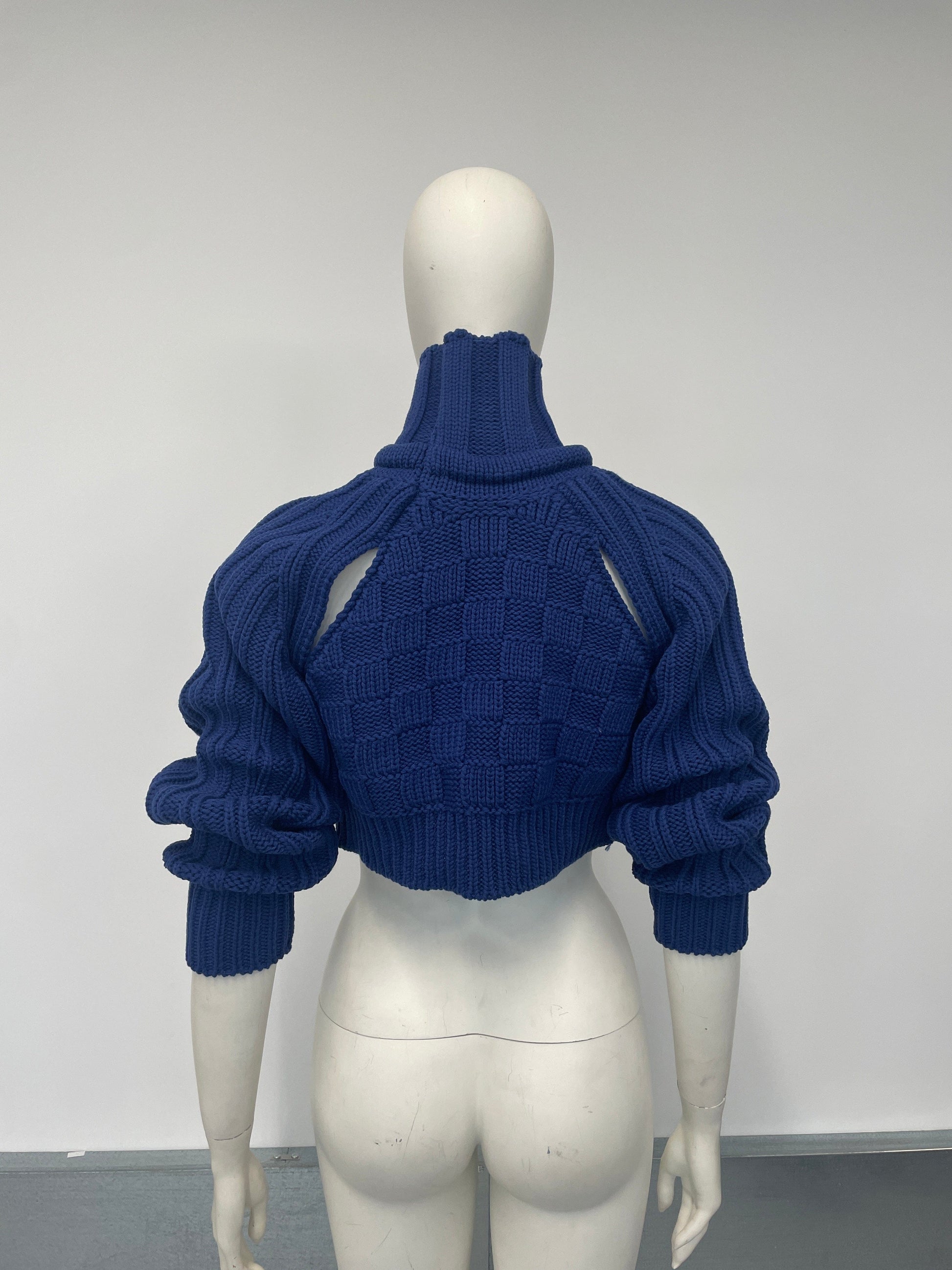 Cobalt Blue Cropped Open Sleeve Multi Rib-Richard Malone-APOC STORE