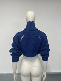 Cobalt Blue Cropped Open Sleeve Multi Rib-Richard Malone-APOC STORE