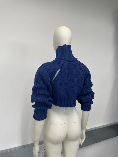 Cobalt Blue Cropped Open Sleeve Multi Rib-Richard Malone-APOC STORE