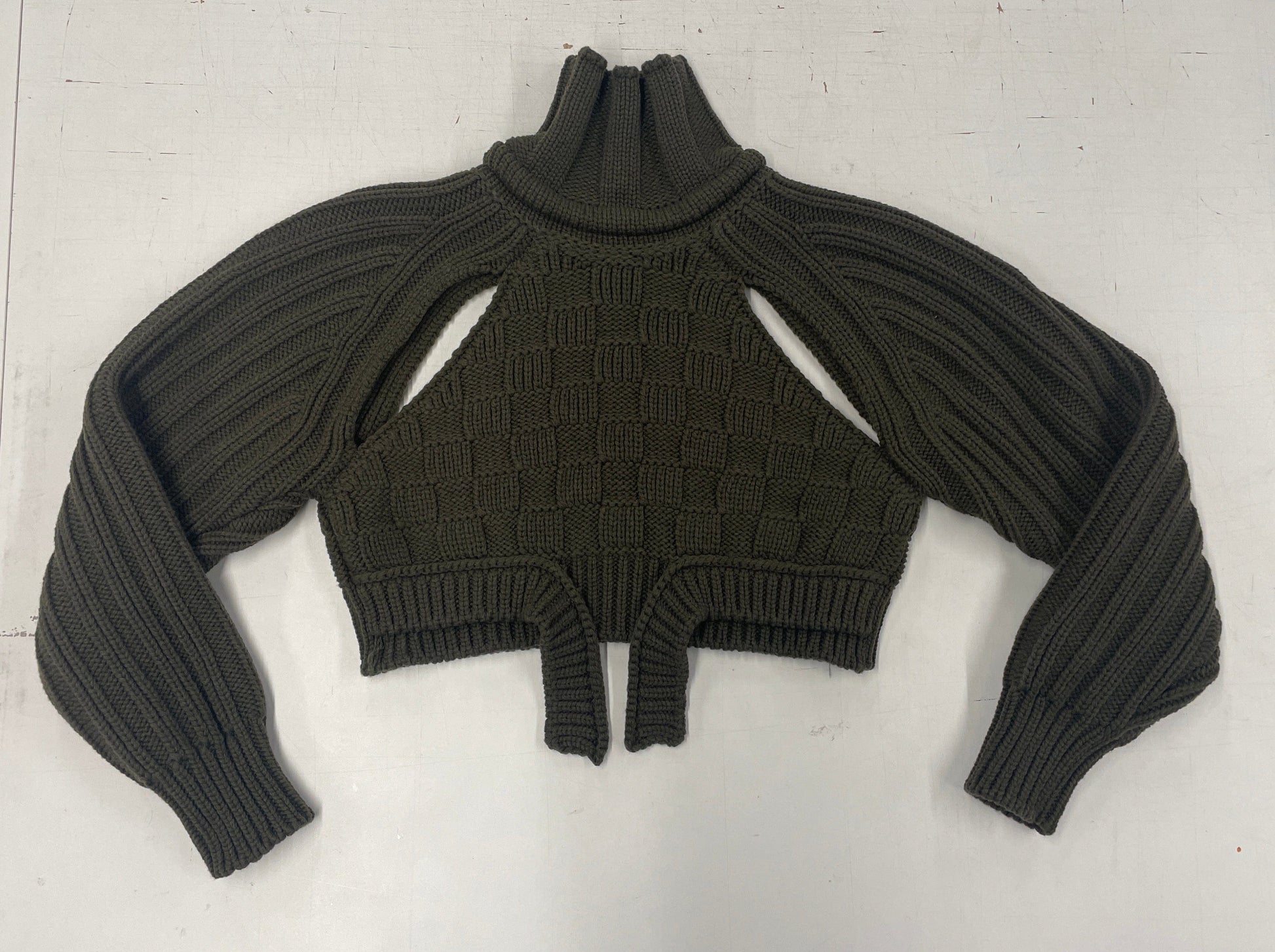 Khaki Cropped Open Sleeve Multi Rib-Richard Malone-APOC STORE