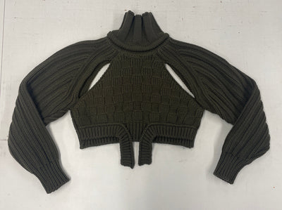 Khaki Cropped Open Sleeve Multi Rib-Richard Malone-APOC STORE