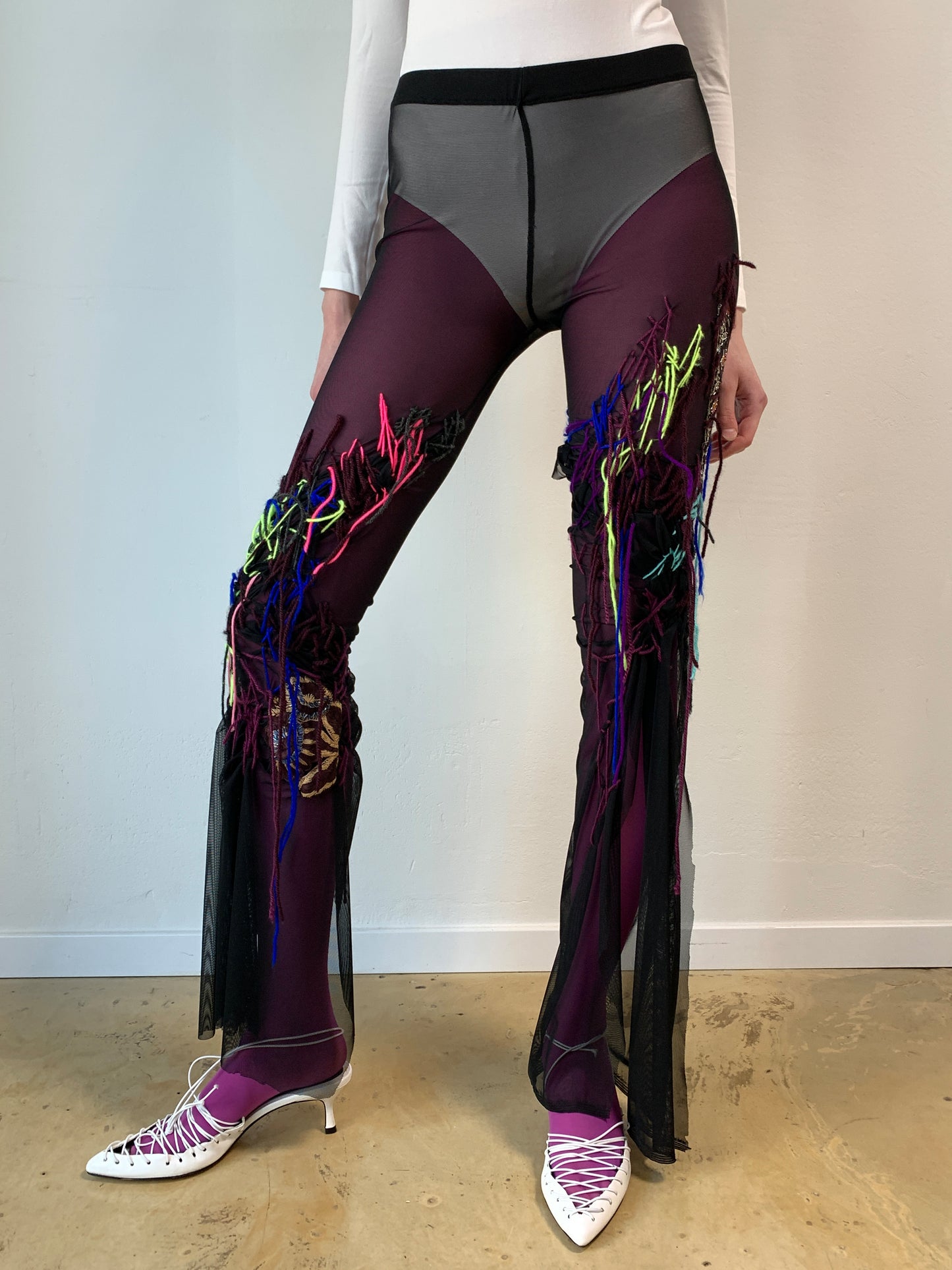 Flared Embroidered Tulle Leggings-Lou de Bètoly-APOC STORE