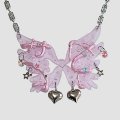 Pink Spiral Butterfly Necklace-Emma Pryde-APOC STORE