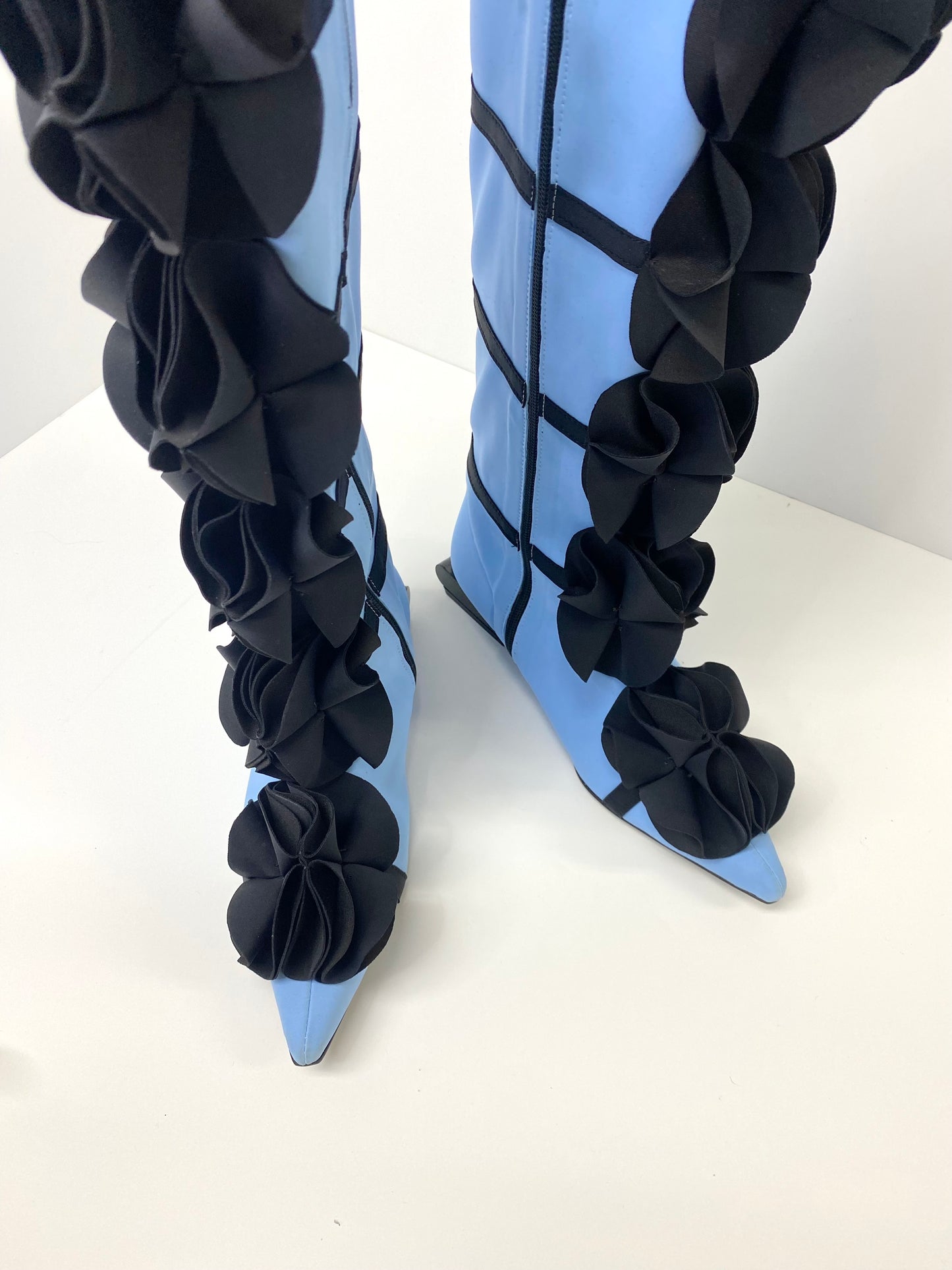 Powder Blue Guko Knee High Neoprene Boots-Sun Woo-APOC STORE