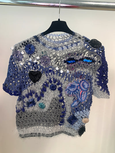 Cashmere Angora Crochet Embroidered Top-Lou de Bètoly-APOC STORE