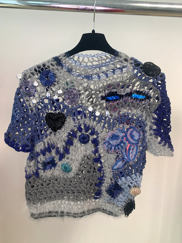 Cashmere Angora Crochet Embroidered Top-Lou de Bètoly-APOC STORE