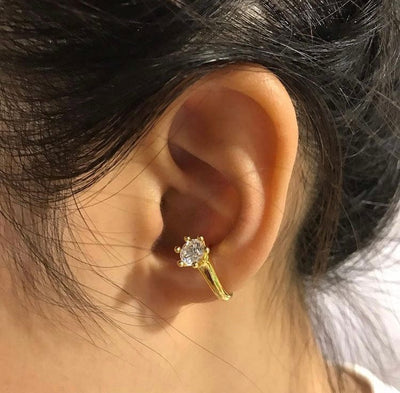 Solitaire Ear Cuff Gold White-D’heygere-APOC STORE