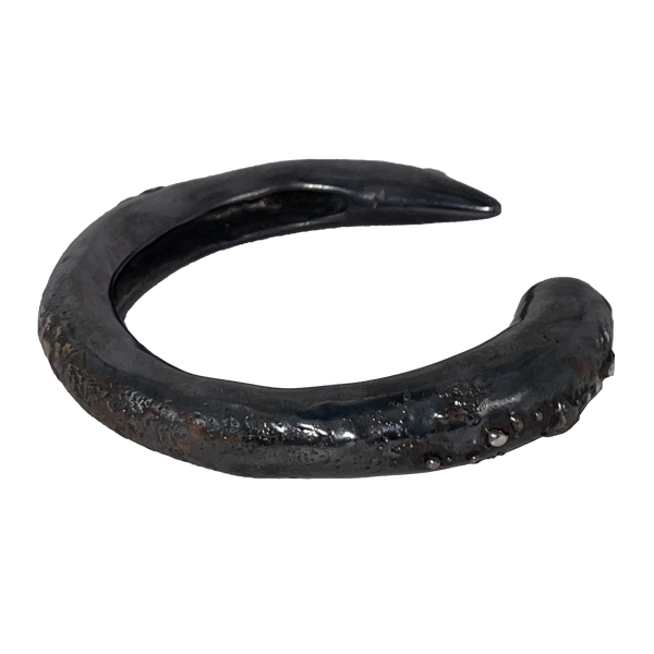 Oxidised Silver Textured Horn Bangle-Jules Bramley-APOC STORE