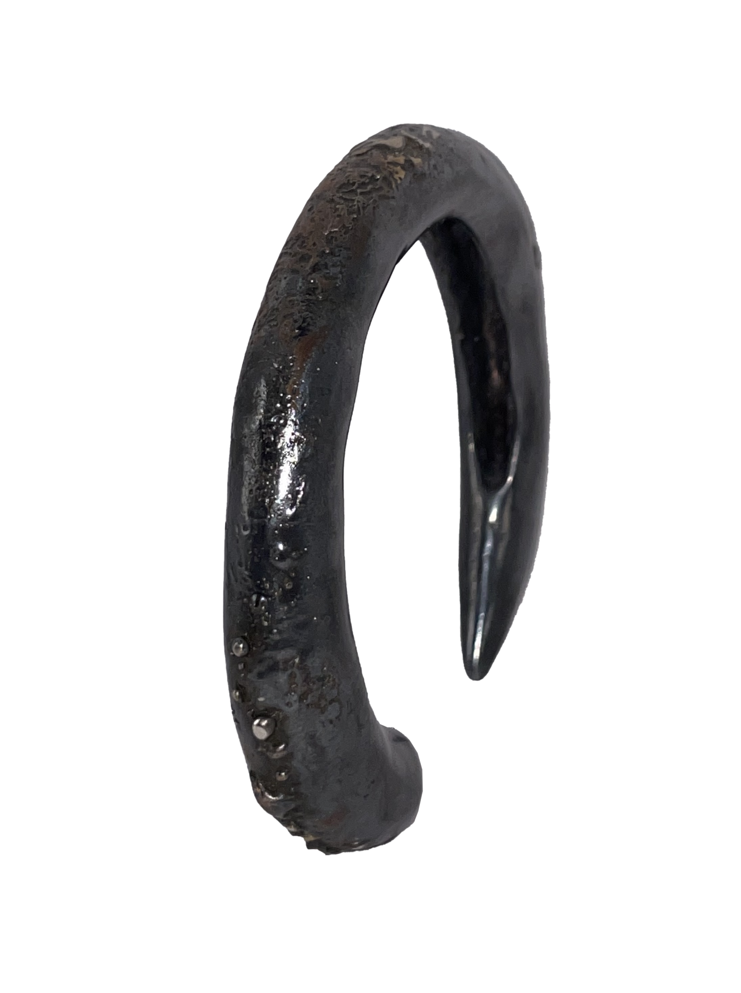 Oxidised Silver Textured Horn Bangle-Jules Bramley-APOC STORE