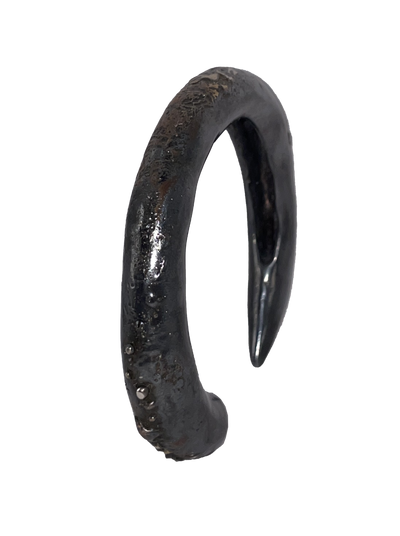 Oxidised Silver Textured Horn Bangle-Jules Bramley-APOC STORE