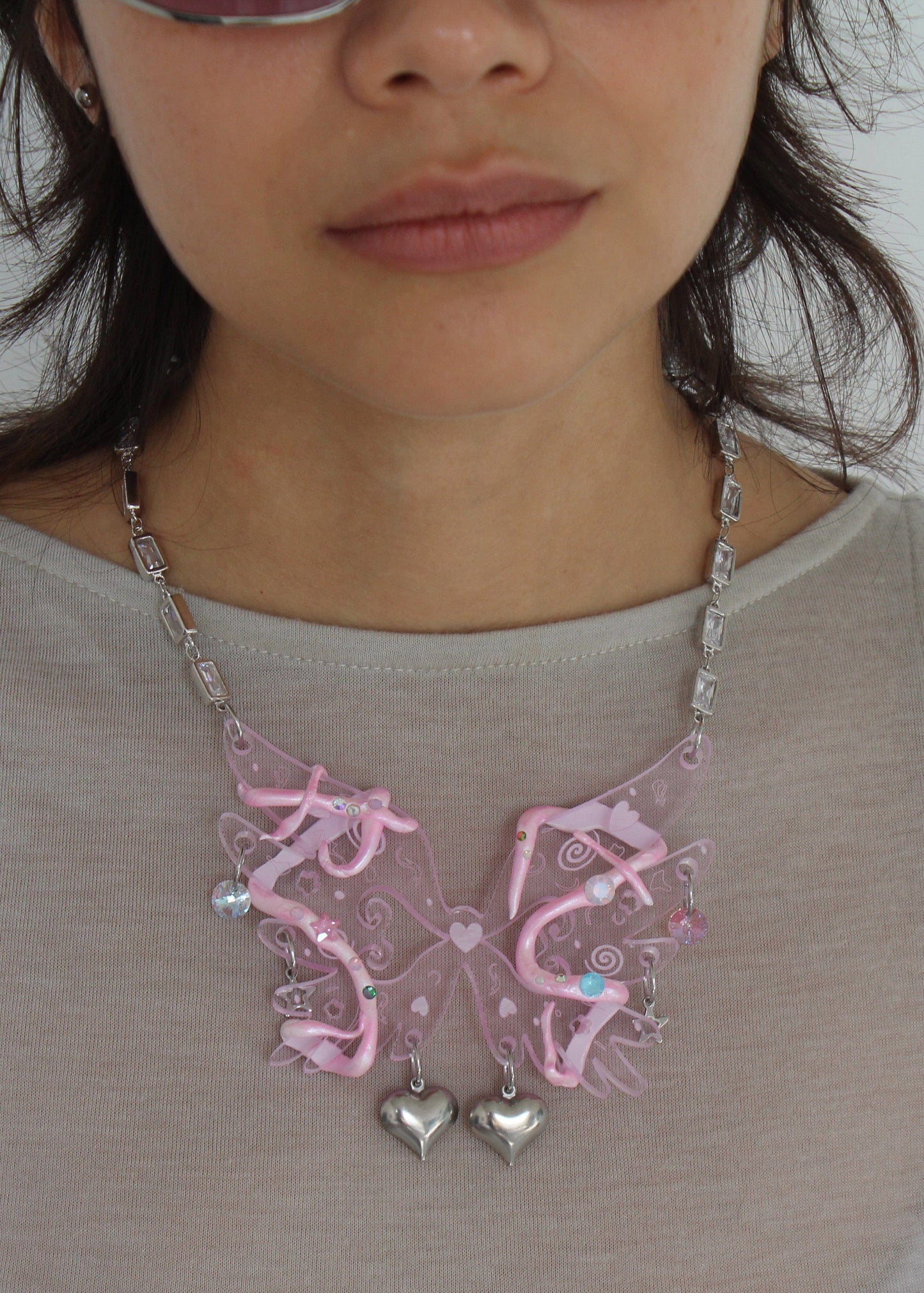 Pink Spiral Butterfly Necklace-Emma Pryde-APOC STORE