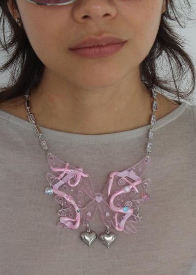 Pink Spiral Butterfly Necklace-Emma Pryde-APOC STORE