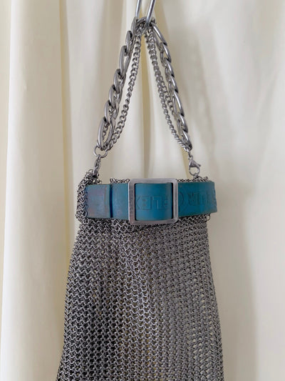 Chain Mail Short Chain Handbag-phlegm-APOC STORE