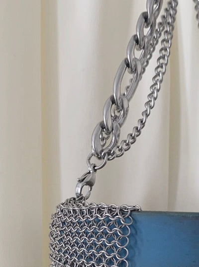 Chain Mail Short Chain Handbag-phlegm-APOC STORE