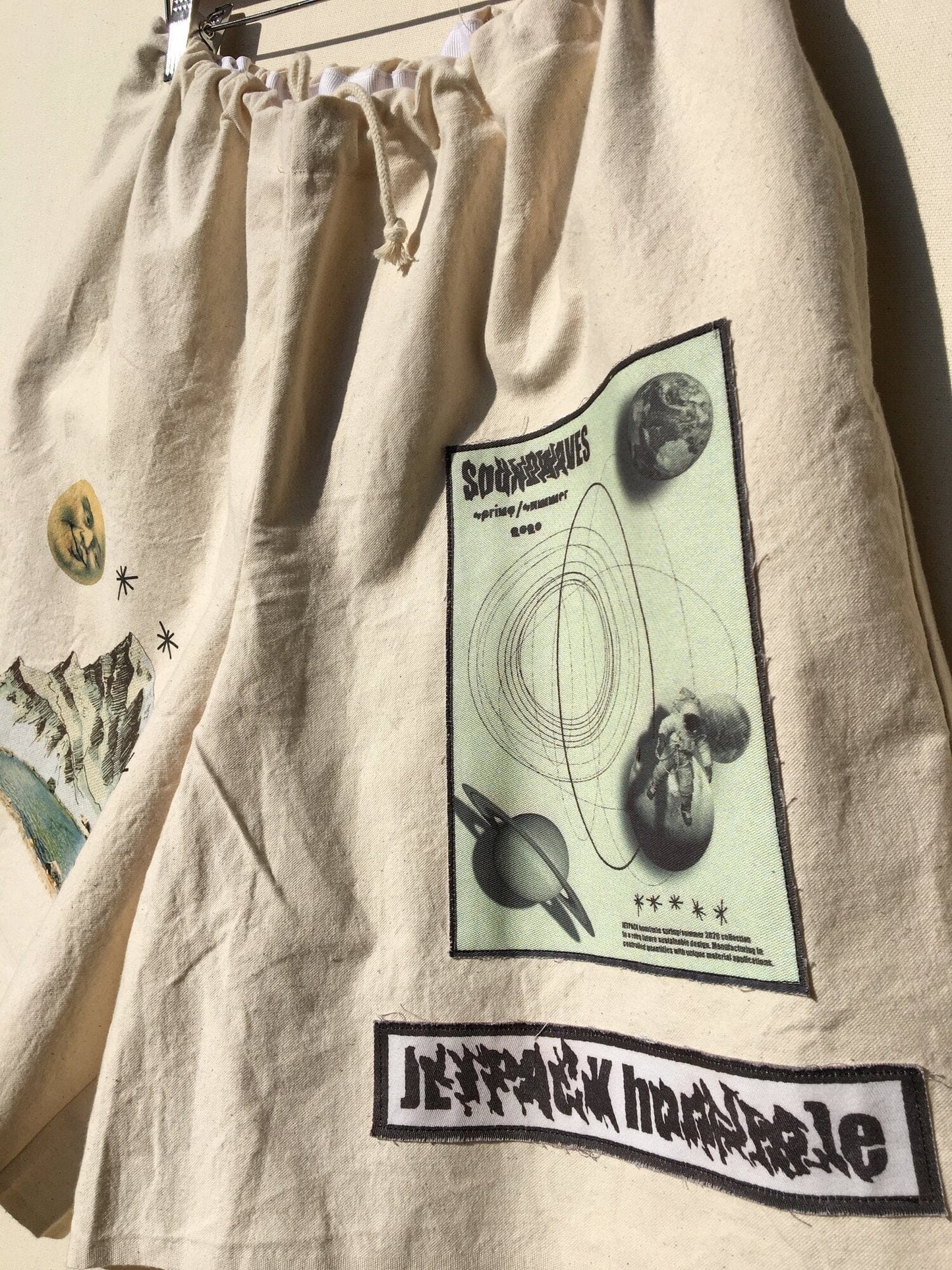 Graphic Print/Embroidered Canvas Shorts-Jetpack Hom(m)e-APOC STORE