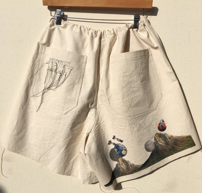 Graphic Print/Embroidered Canvas Shorts-Jetpack Hom(m)e-APOC STORE