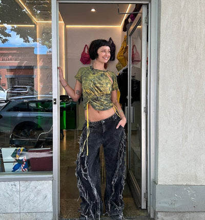 Baggy Spliced Denim Jean-Karlaidlaw-APOC STORE