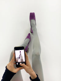 Purple/Brown Tri-Square Mid Heel-Sun Woo-APOC STORE