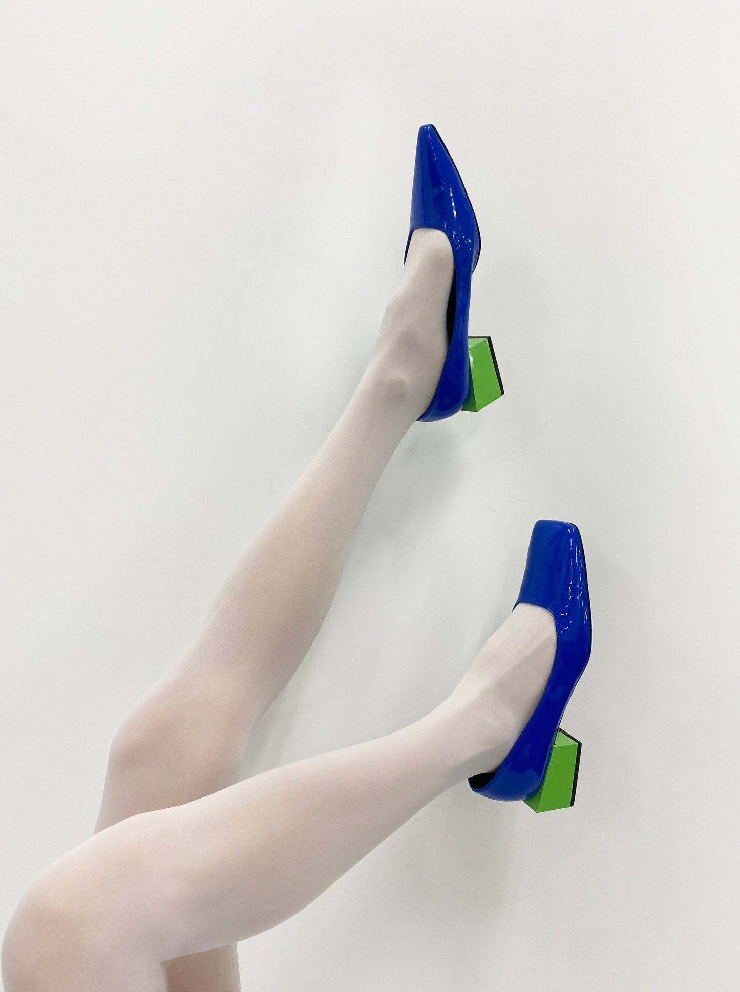 Blue/Lime Tri-Square Mid Heel-Sun Woo-APOC STORE