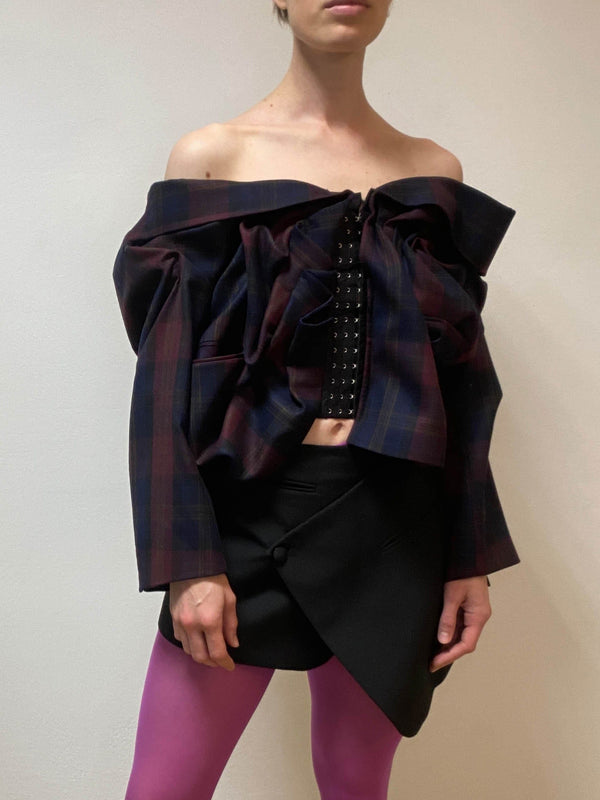 Draped Tartan Jacket-Lou de Bètoly-APOC STORE