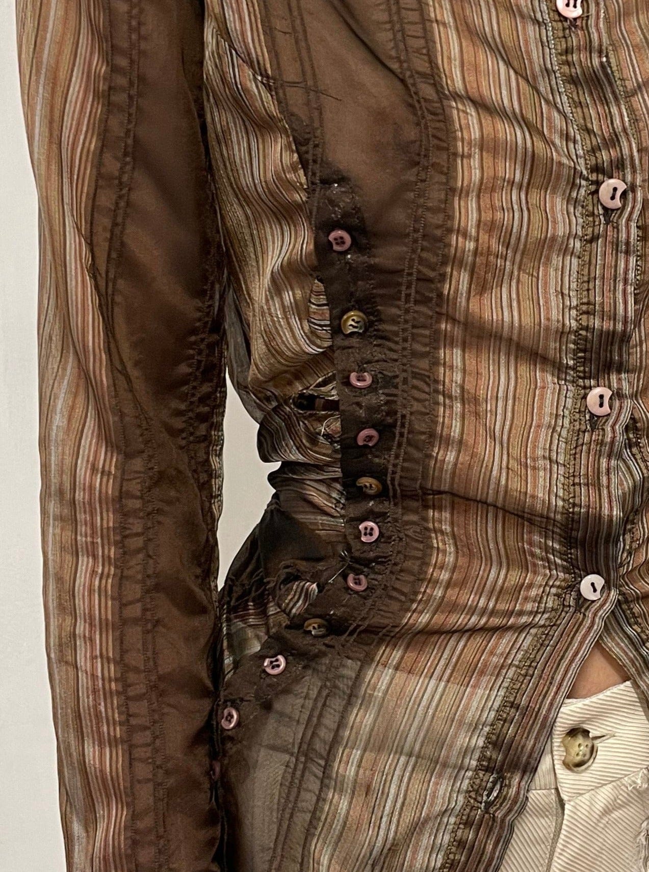 35 Buttons Gathered Shirt-GARBAGE CORE-APOC STORE