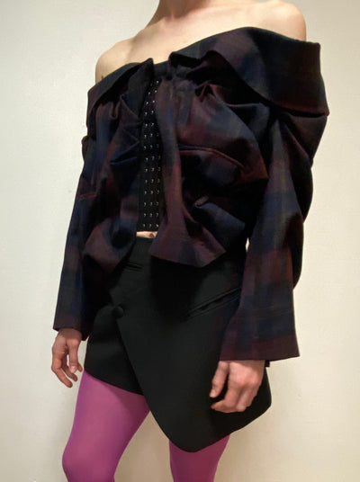 Draped Tartan Jacket-Lou de Bètoly-APOC STORE