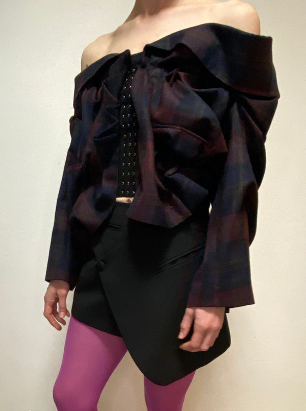 Draped Tartan Jacket-Lou de Bètoly-APOC STORE