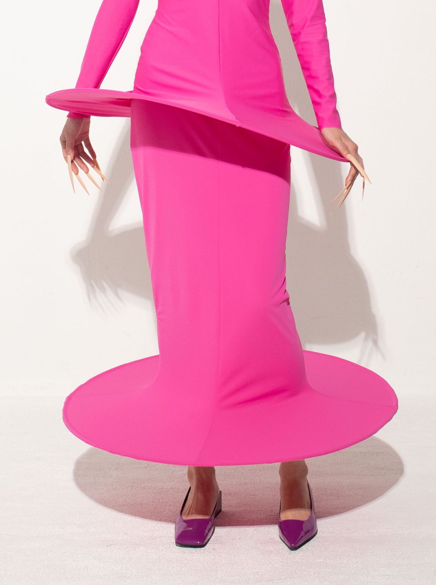 Basic Tight Skirt In Fuscia-Sun Woo-APOC STORE