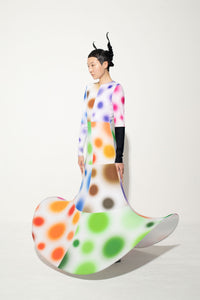 Multi Fairy Gradient Dot Printed Black Sleeve Dress-Sun Woo-APOC STORE