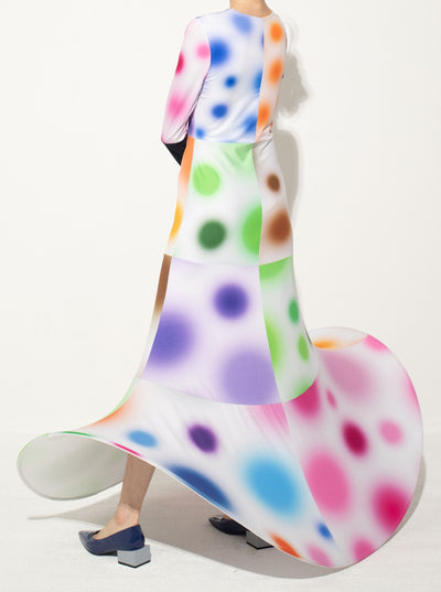 Multi Fairy Gradient Dot Printed Black Sleeve Dress-Sun Woo-APOC STORE