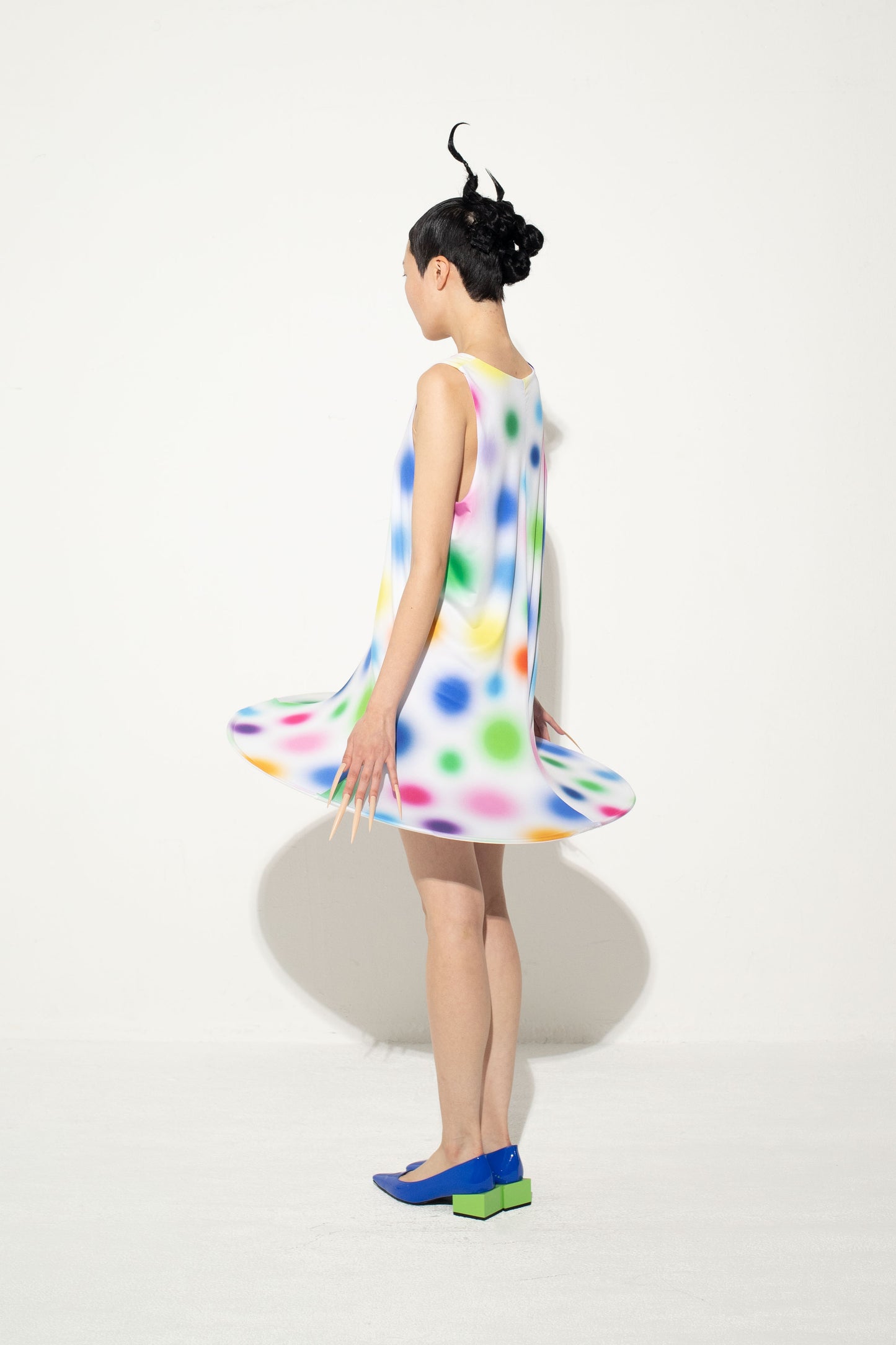Multi Gradient Small Dot Printed Dress-Sun Woo-APOC STORE