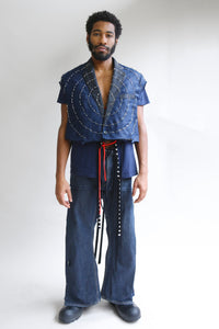 J A Lunar Linen Cropped Jacket-Jawara Alleyne-APOC STORE