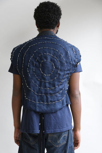 J A Lunar Linen Cropped Jacket-Jawara Alleyne-APOC STORE