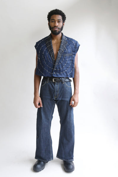 J A Lunar Linen Cropped Jacket-Jawara Alleyne-APOC STORE