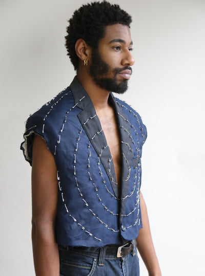 J A Lunar Linen Cropped Jacket-Jawara Alleyne-APOC STORE