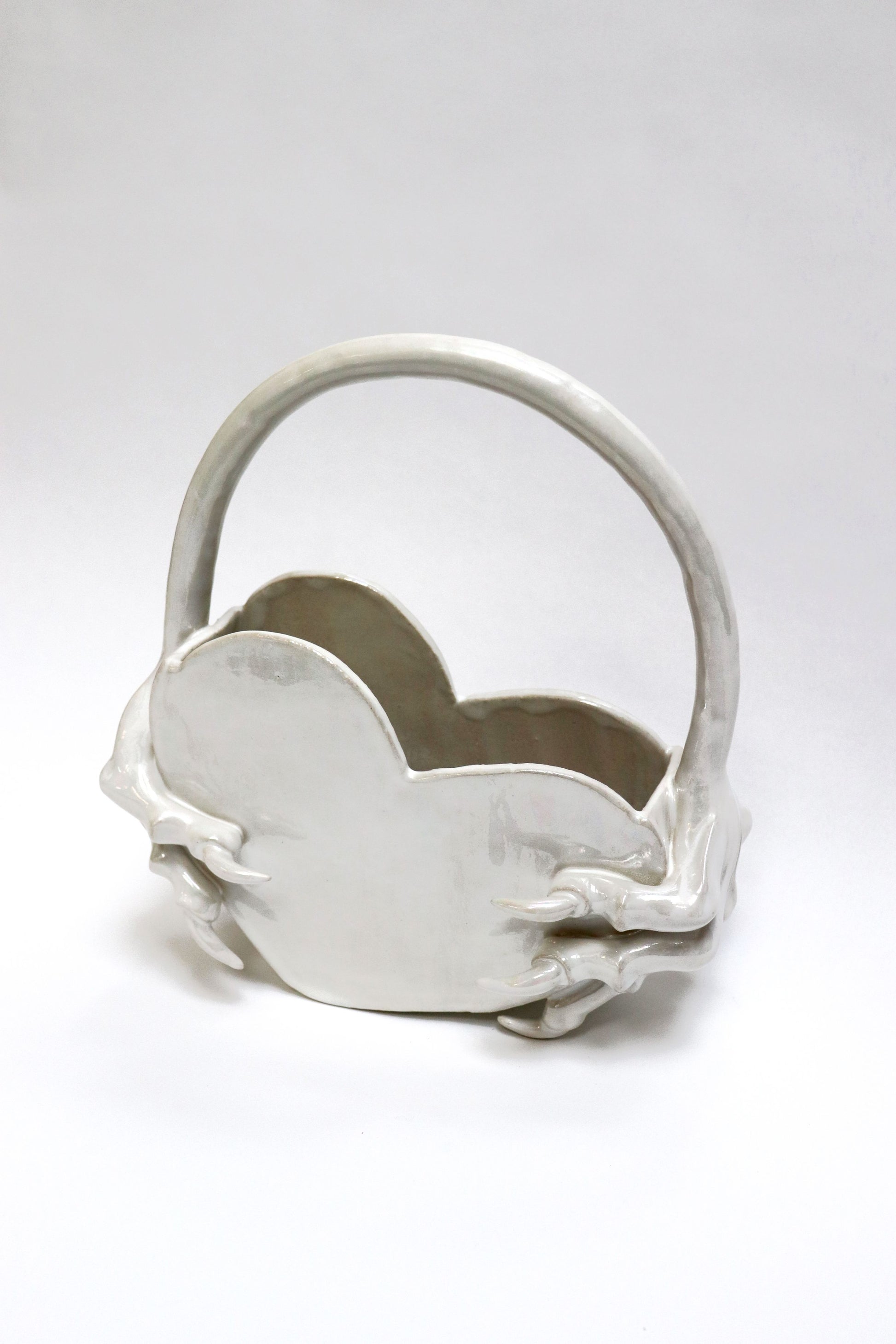 Iridescent white monstrous heart bag-Naomi Gilon-APOC STORE
